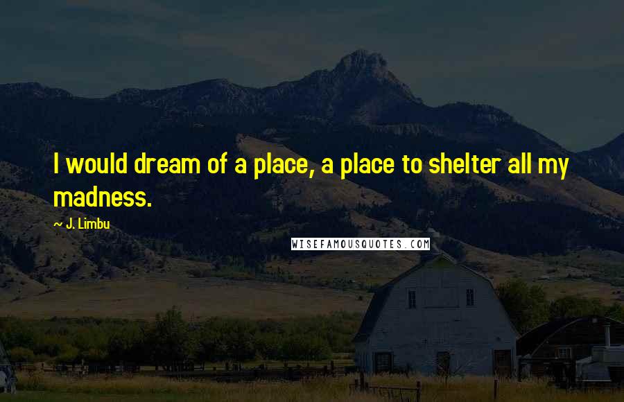 J. Limbu Quotes: I would dream of a place, a place to shelter all my madness.