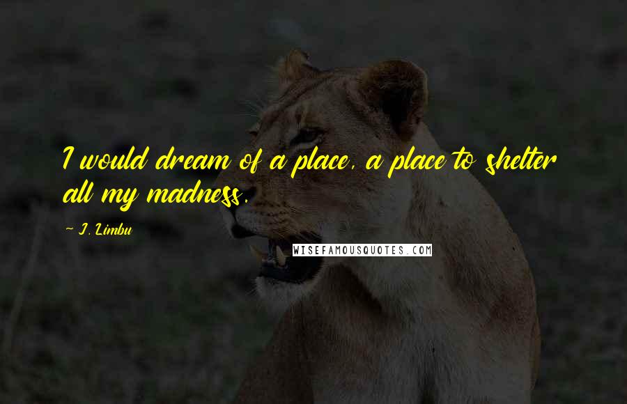 J. Limbu Quotes: I would dream of a place, a place to shelter all my madness.