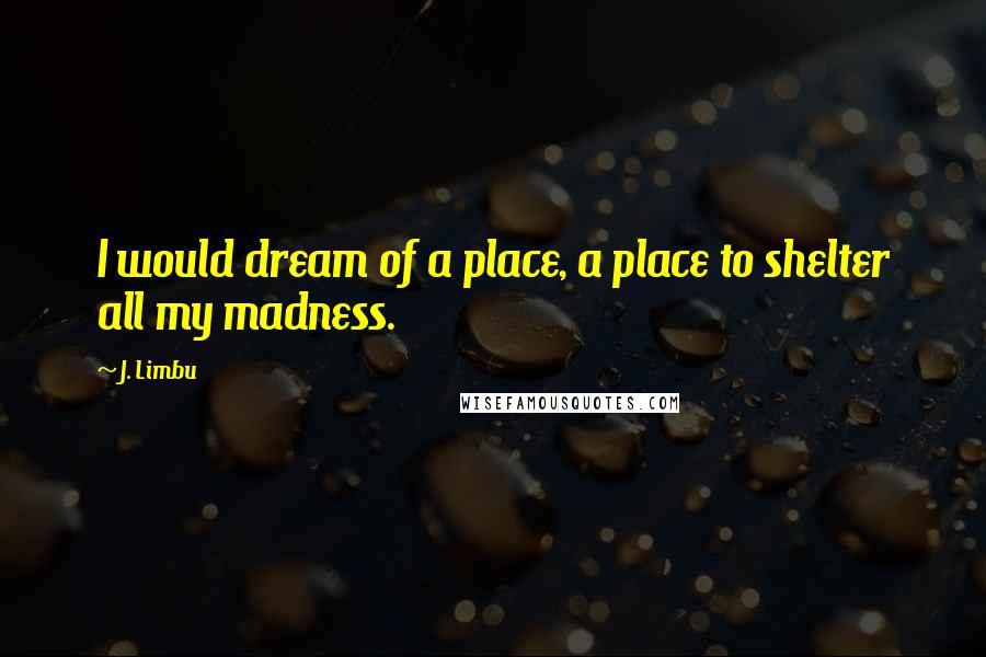 J. Limbu Quotes: I would dream of a place, a place to shelter all my madness.