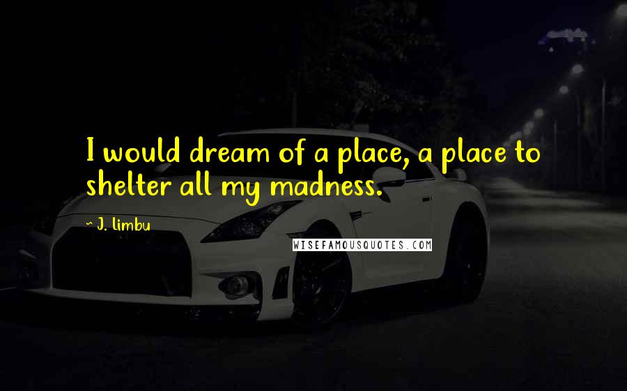 J. Limbu Quotes: I would dream of a place, a place to shelter all my madness.