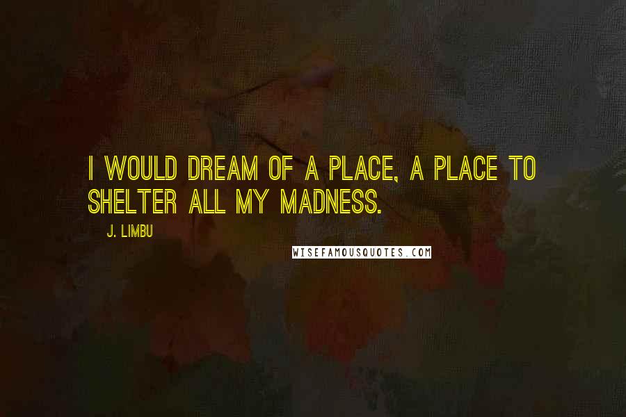 J. Limbu Quotes: I would dream of a place, a place to shelter all my madness.