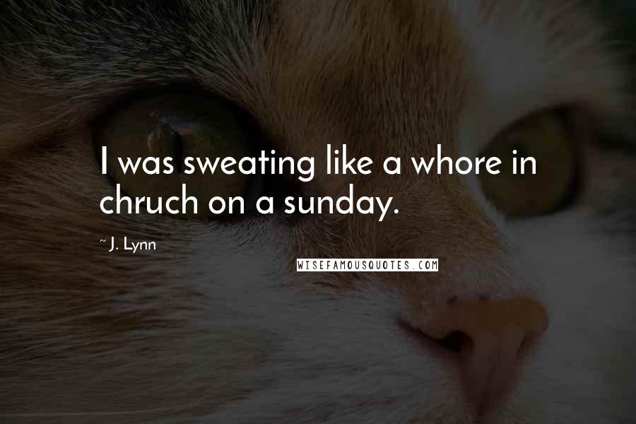 J. Lynn Quotes: I was sweating like a whore in chruch on a sunday.