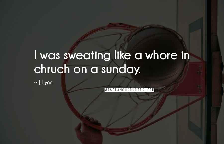 J. Lynn Quotes: I was sweating like a whore in chruch on a sunday.