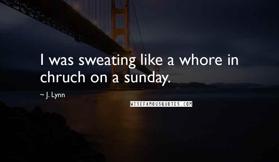 J. Lynn Quotes: I was sweating like a whore in chruch on a sunday.