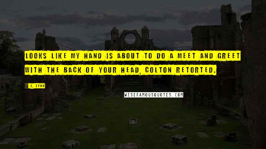 J. Lynn Quotes: Looks like my hand is about to do a meet and greet with the back of your head, Colton retorted.