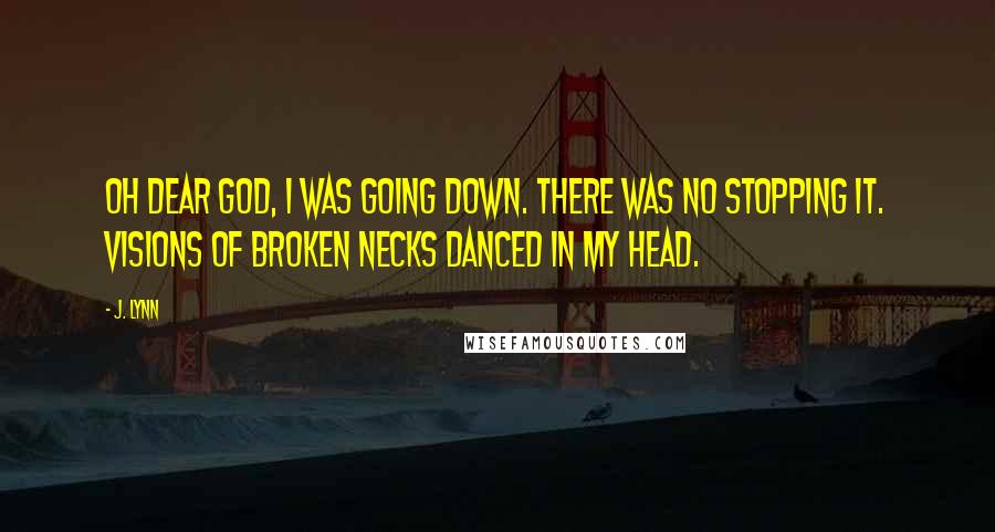 J. Lynn Quotes: Oh dear God, I was going down. There was no stopping it. Visions of broken necks danced in my head.