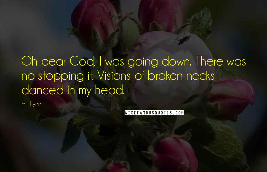 J. Lynn Quotes: Oh dear God, I was going down. There was no stopping it. Visions of broken necks danced in my head.