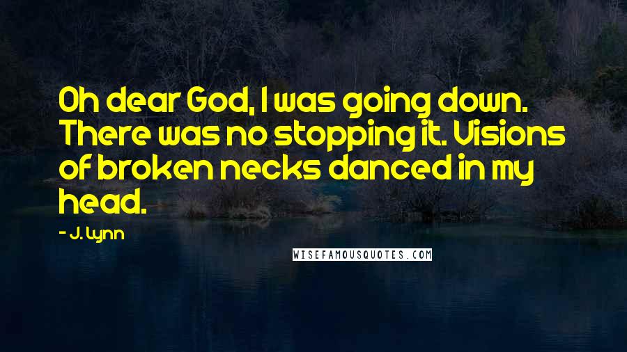 J. Lynn Quotes: Oh dear God, I was going down. There was no stopping it. Visions of broken necks danced in my head.