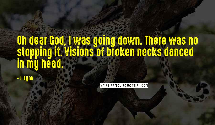 J. Lynn Quotes: Oh dear God, I was going down. There was no stopping it. Visions of broken necks danced in my head.