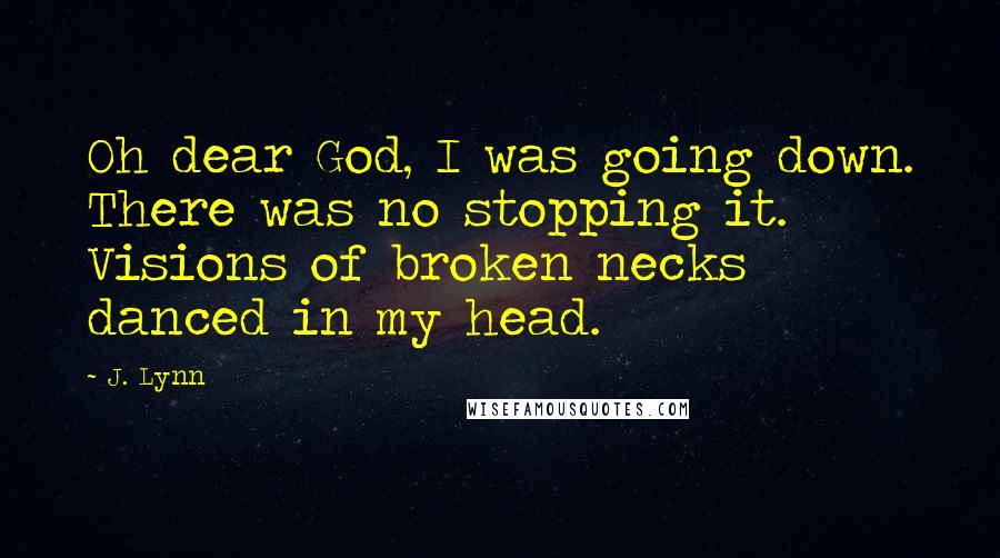 J. Lynn Quotes: Oh dear God, I was going down. There was no stopping it. Visions of broken necks danced in my head.