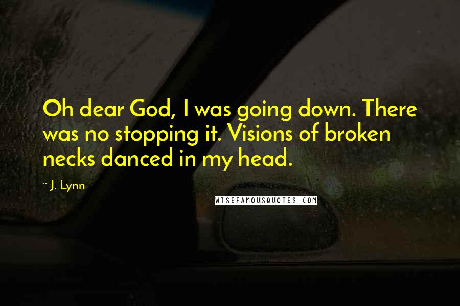 J. Lynn Quotes: Oh dear God, I was going down. There was no stopping it. Visions of broken necks danced in my head.