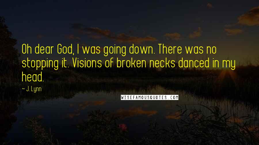 J. Lynn Quotes: Oh dear God, I was going down. There was no stopping it. Visions of broken necks danced in my head.