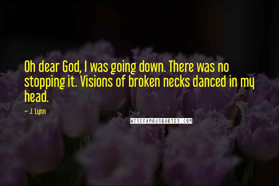 J. Lynn Quotes: Oh dear God, I was going down. There was no stopping it. Visions of broken necks danced in my head.