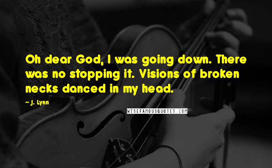 J. Lynn Quotes: Oh dear God, I was going down. There was no stopping it. Visions of broken necks danced in my head.