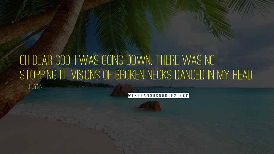 J. Lynn Quotes: Oh dear God, I was going down. There was no stopping it. Visions of broken necks danced in my head.