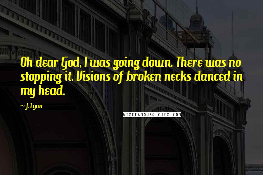 J. Lynn Quotes: Oh dear God, I was going down. There was no stopping it. Visions of broken necks danced in my head.