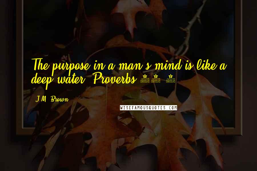 J.M. Brown Quotes: The purpose in a man's mind is like a deep water. Proverbs 20:5