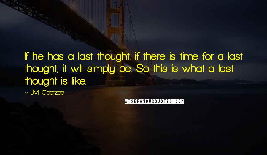 J.M. Coetzee Quotes: If he has a last thought, if there is time for a last thought, it will simply be, So this is what a last thought is like.