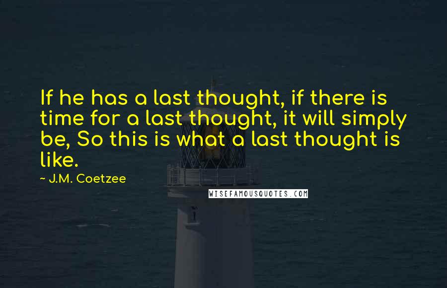 J.M. Coetzee Quotes: If he has a last thought, if there is time for a last thought, it will simply be, So this is what a last thought is like.