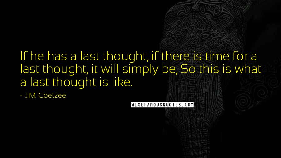J.M. Coetzee Quotes: If he has a last thought, if there is time for a last thought, it will simply be, So this is what a last thought is like.