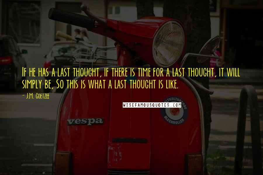 J.M. Coetzee Quotes: If he has a last thought, if there is time for a last thought, it will simply be, So this is what a last thought is like.