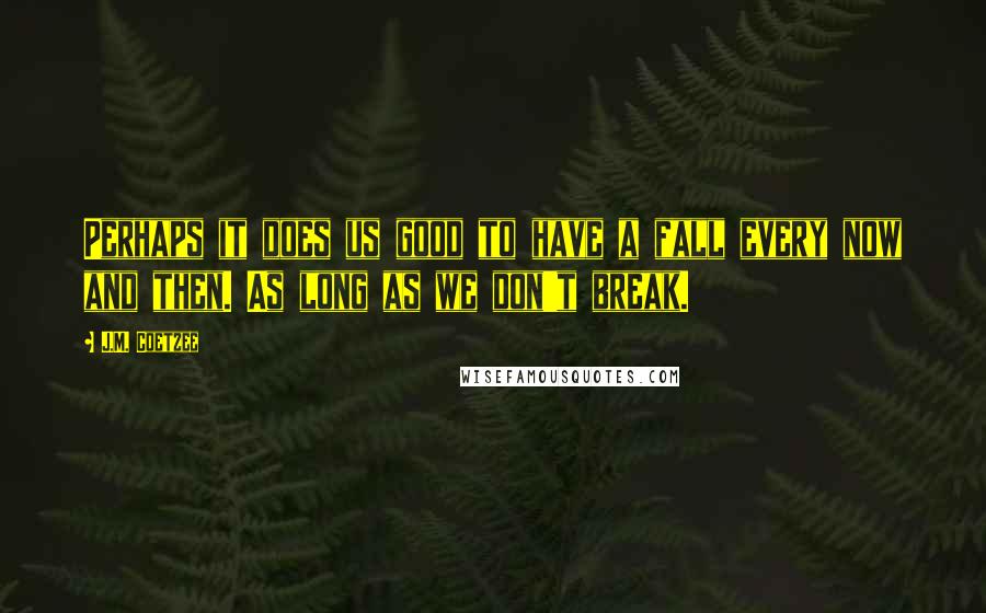 J.M. Coetzee Quotes: Perhaps it does us good to have a fall every now and then. As long as we don't break.