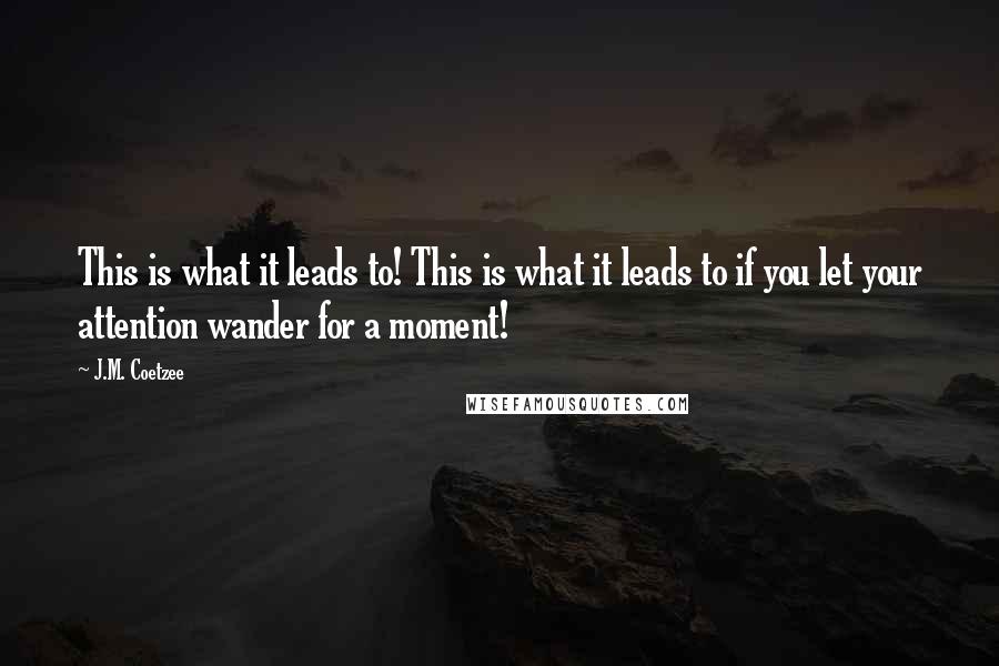 J.M. Coetzee Quotes: This is what it leads to! This is what it leads to if you let your attention wander for a moment!
