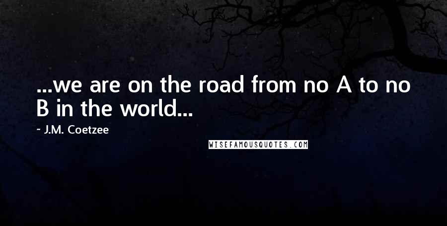 J.M. Coetzee Quotes: ...we are on the road from no A to no B in the world...