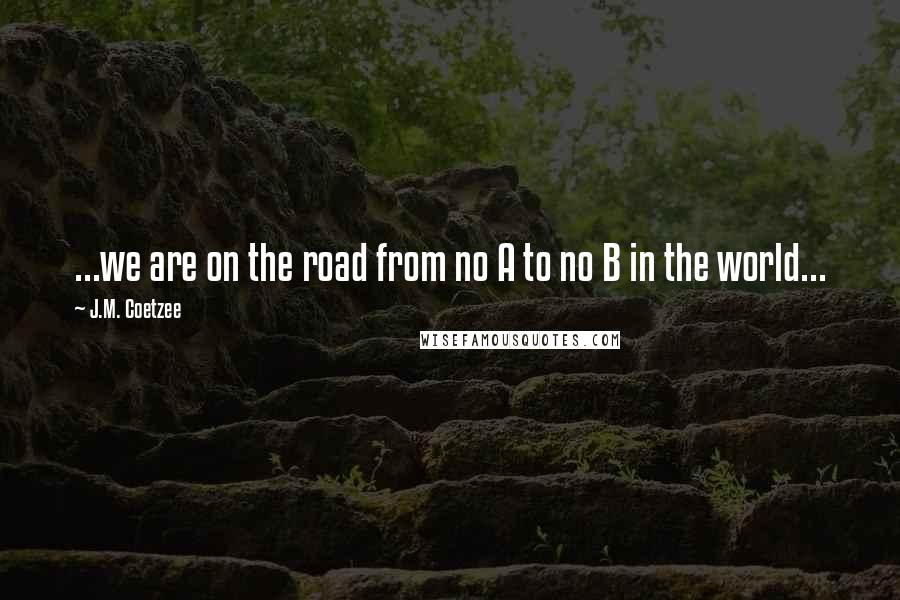 J.M. Coetzee Quotes: ...we are on the road from no A to no B in the world...