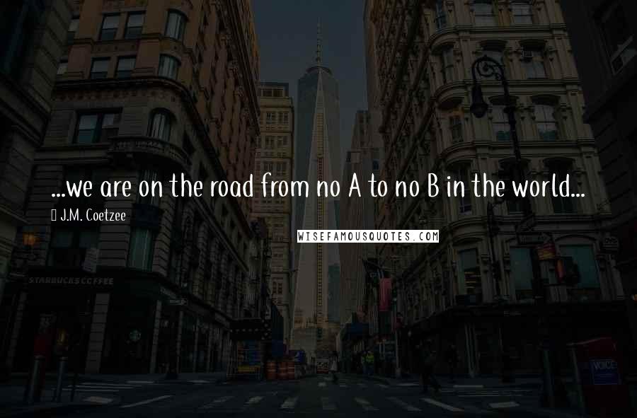 J.M. Coetzee Quotes: ...we are on the road from no A to no B in the world...