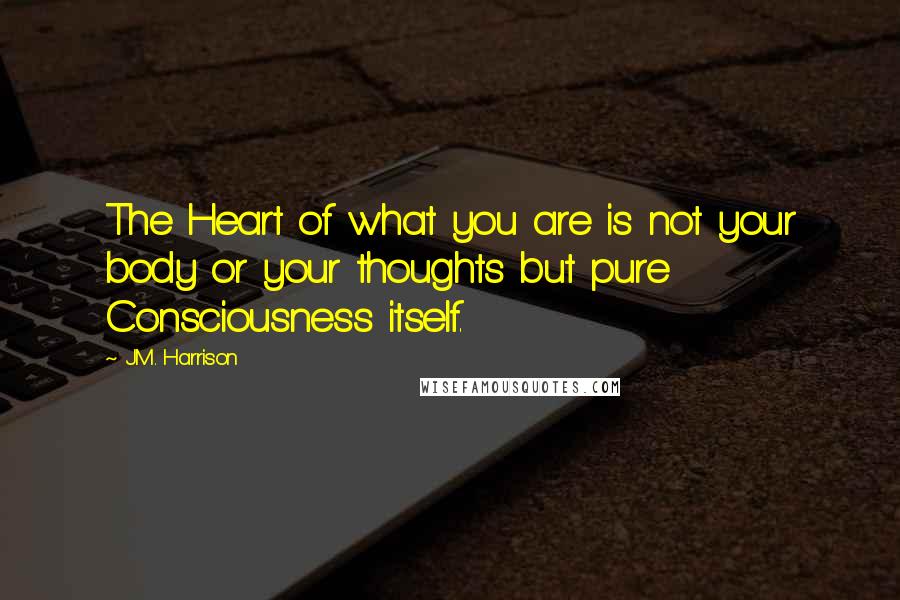J.M. Harrison Quotes: The Heart of what you are is not your body or your thoughts but pure Consciousness itself.