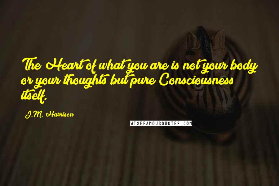 J.M. Harrison Quotes: The Heart of what you are is not your body or your thoughts but pure Consciousness itself.