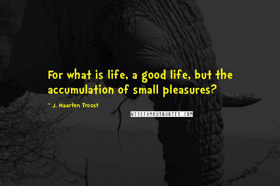 J. Maarten Troost Quotes: For what is life, a good life, but the accumulation of small pleasures?