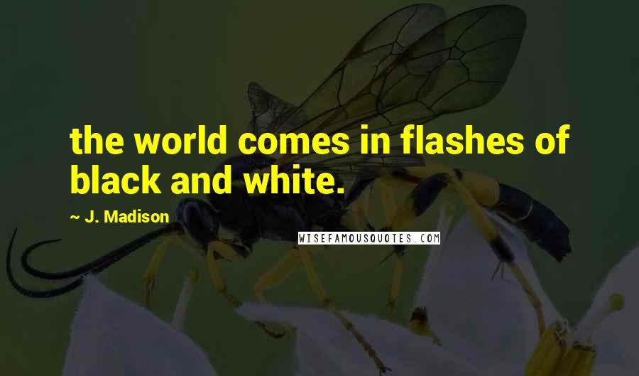 J. Madison Quotes: the world comes in flashes of black and white.