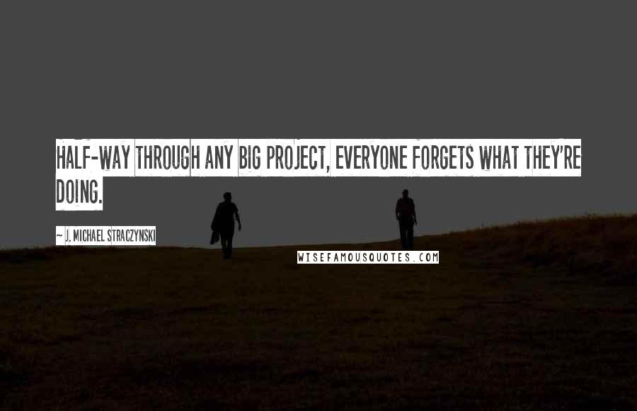 J. Michael Straczynski Quotes: Half-way through any big project, everyone forgets what they're doing.