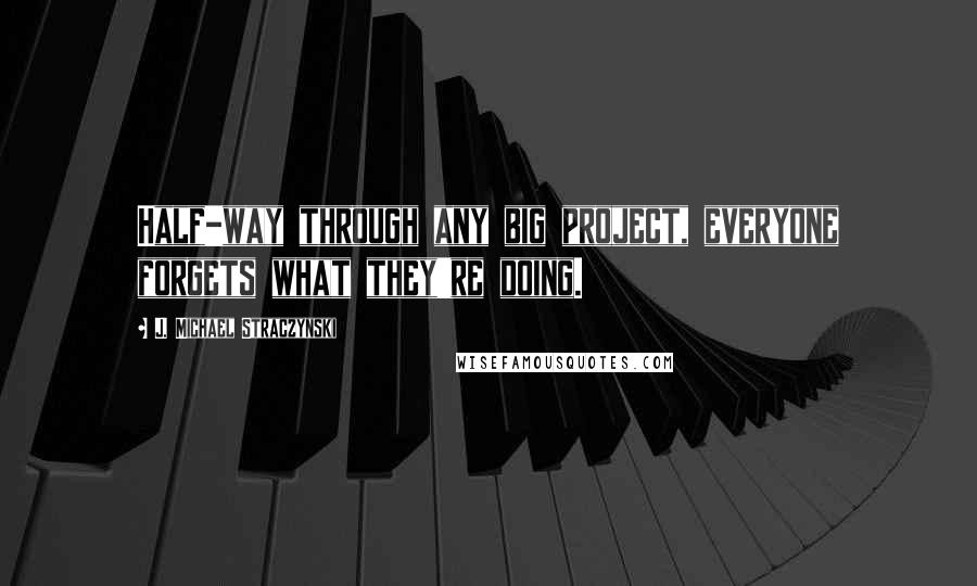 J. Michael Straczynski Quotes: Half-way through any big project, everyone forgets what they're doing.