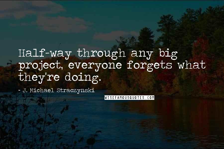 J. Michael Straczynski Quotes: Half-way through any big project, everyone forgets what they're doing.
