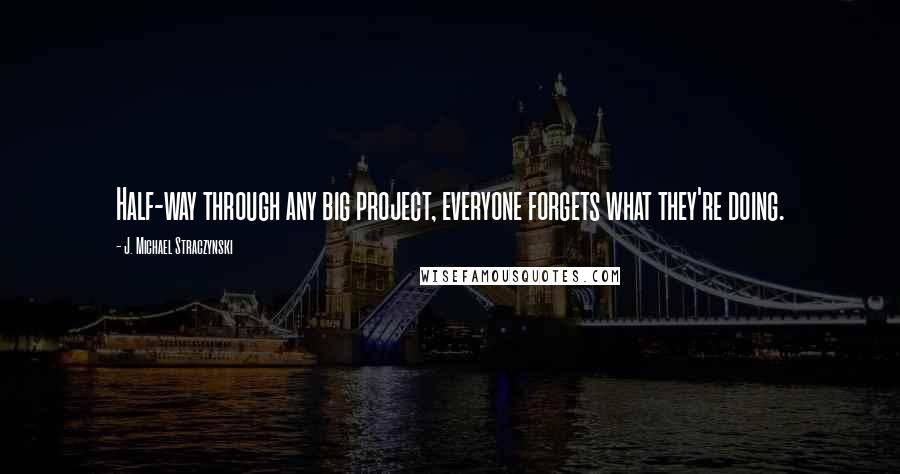 J. Michael Straczynski Quotes: Half-way through any big project, everyone forgets what they're doing.