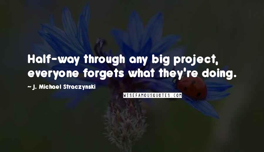 J. Michael Straczynski Quotes: Half-way through any big project, everyone forgets what they're doing.