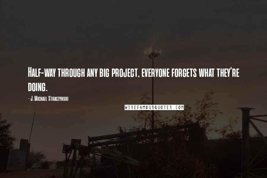 J. Michael Straczynski Quotes: Half-way through any big project, everyone forgets what they're doing.