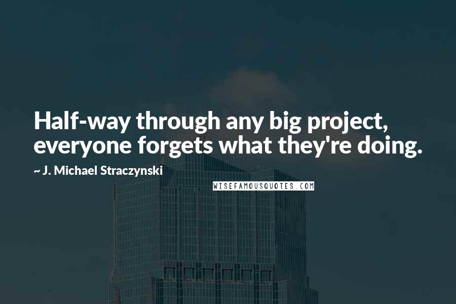 J. Michael Straczynski Quotes: Half-way through any big project, everyone forgets what they're doing.
