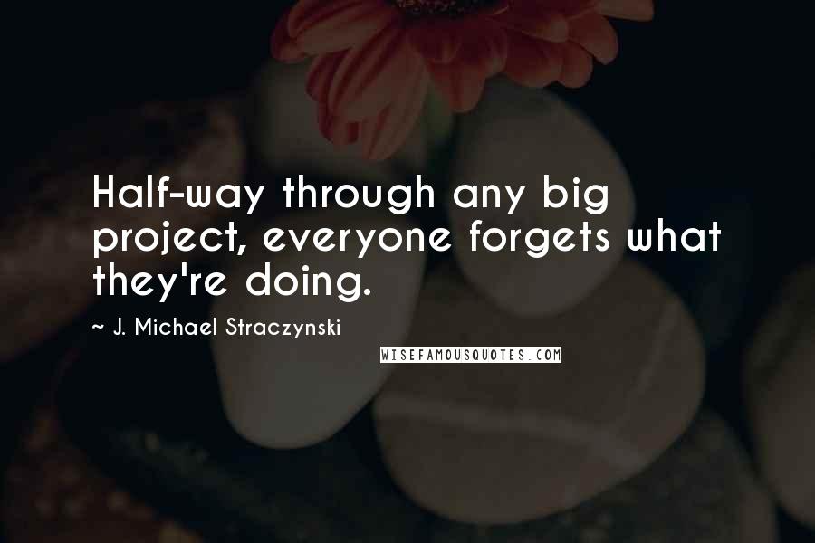 J. Michael Straczynski Quotes: Half-way through any big project, everyone forgets what they're doing.