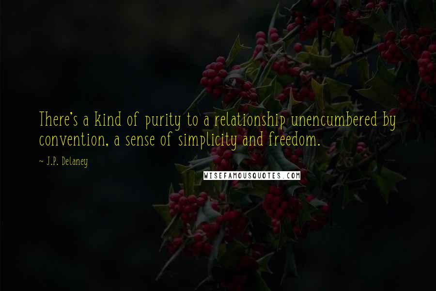 J.P. Delaney Quotes: There's a kind of purity to a relationship unencumbered by convention, a sense of simplicity and freedom.