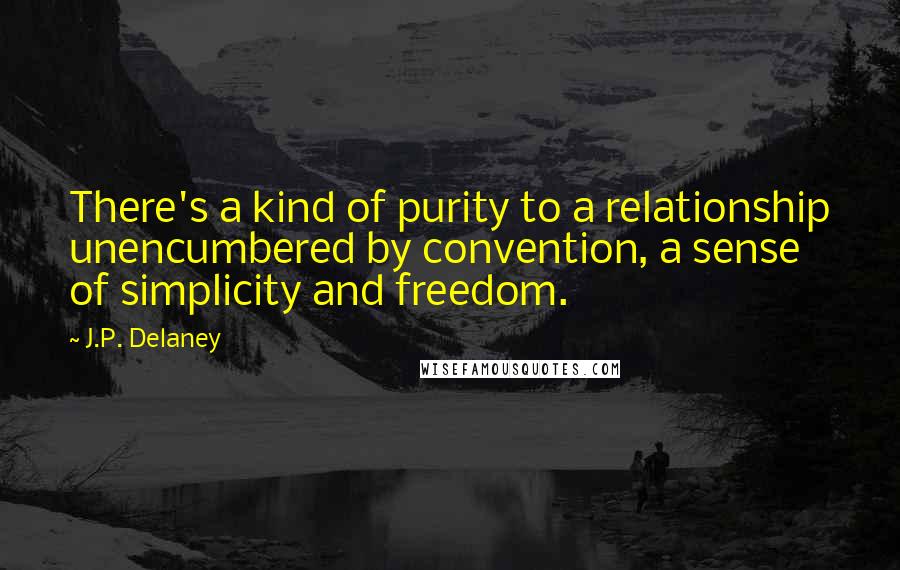 J.P. Delaney Quotes: There's a kind of purity to a relationship unencumbered by convention, a sense of simplicity and freedom.