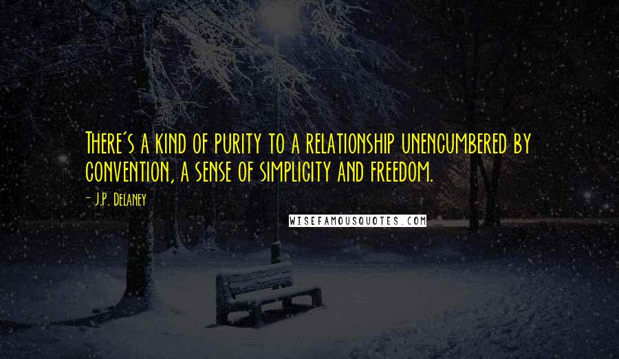 J.P. Delaney Quotes: There's a kind of purity to a relationship unencumbered by convention, a sense of simplicity and freedom.