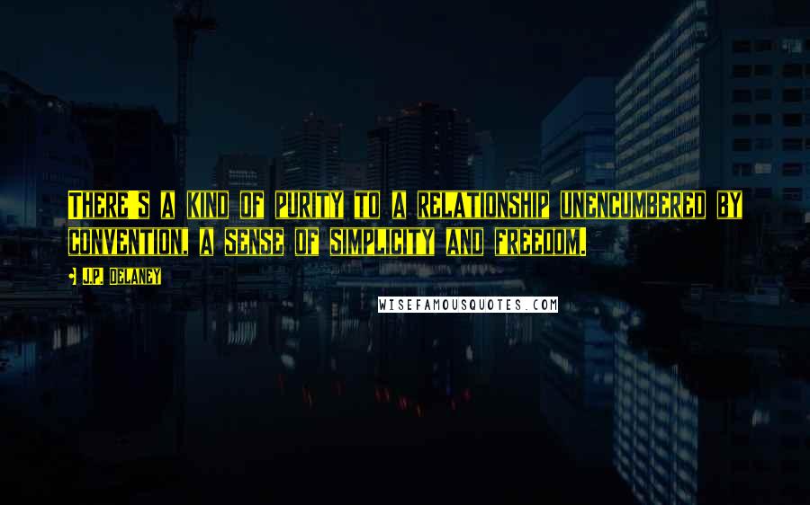J.P. Delaney Quotes: There's a kind of purity to a relationship unencumbered by convention, a sense of simplicity and freedom.