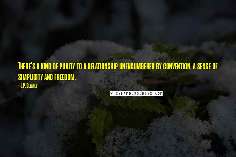 J.P. Delaney Quotes: There's a kind of purity to a relationship unencumbered by convention, a sense of simplicity and freedom.