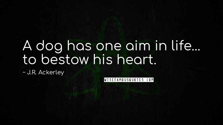 J.R. Ackerley Quotes: A dog has one aim in life... to bestow his heart.