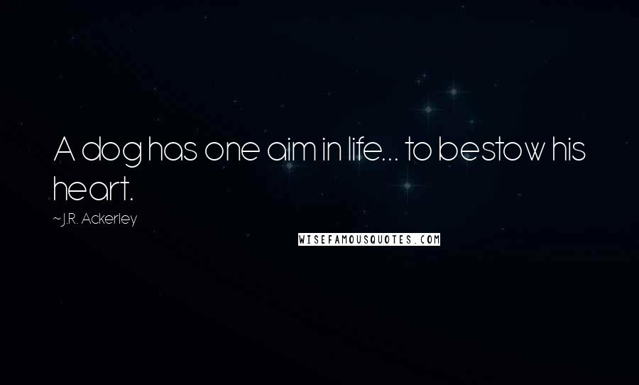 J.R. Ackerley Quotes: A dog has one aim in life... to bestow his heart.