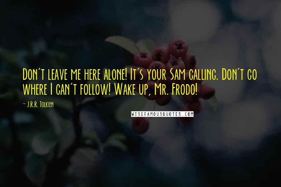 J.R.R. Tolkien Quotes: Don't leave me here alone! It's your Sam calling. Don't go where I can't follow! Wake up, Mr. Frodo!